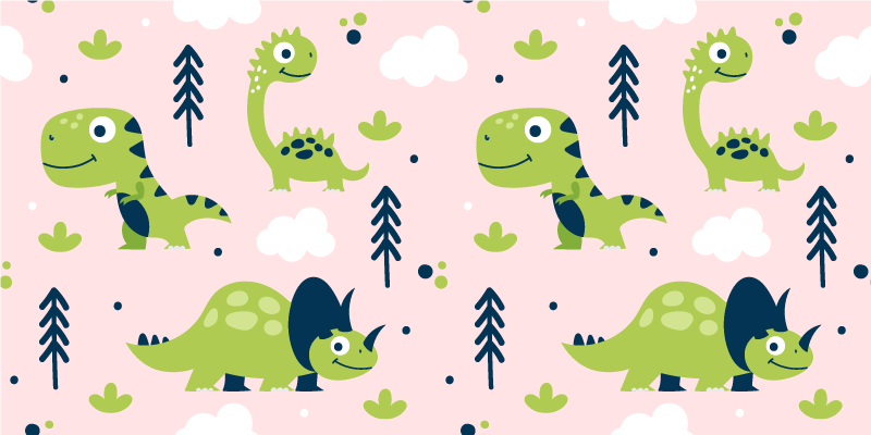 Alfombra vinílica de animales dinosaurios verdes - TenVinilo