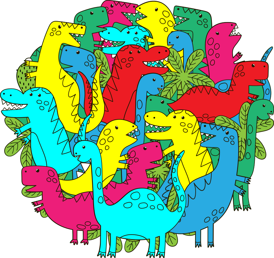 Alfombra vinílica de animales dinosaurio colorido - TenVinilo