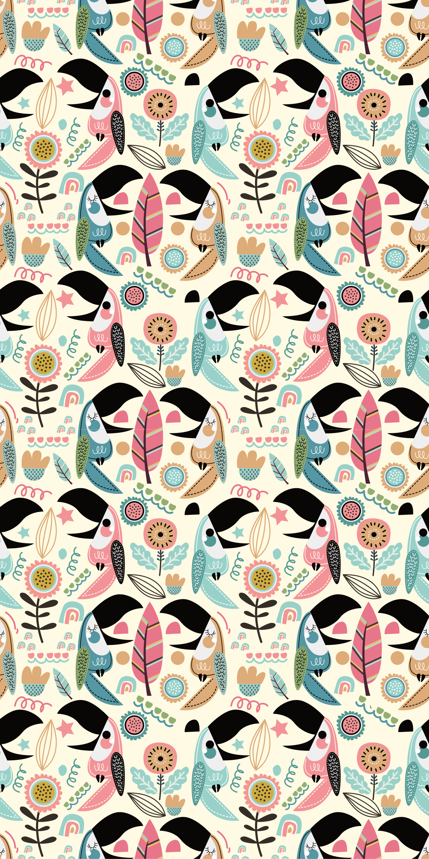 Alfombra vinílica de animales hojas pastel nórdicas - TenVinilo