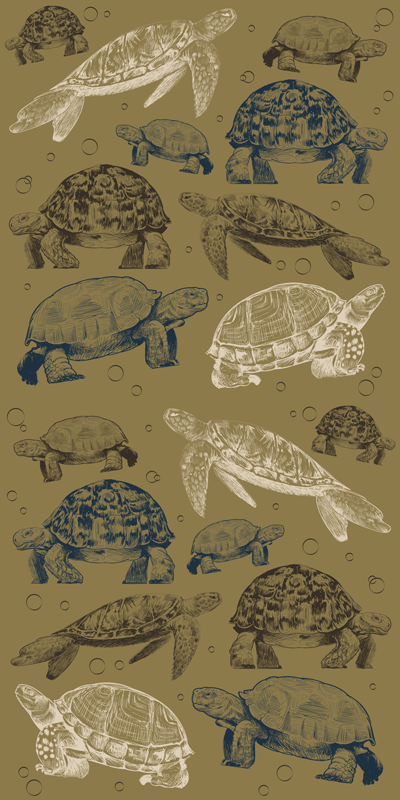 Alfombra vinílica de animales tortugas sobre fondo beige - TenVinilo