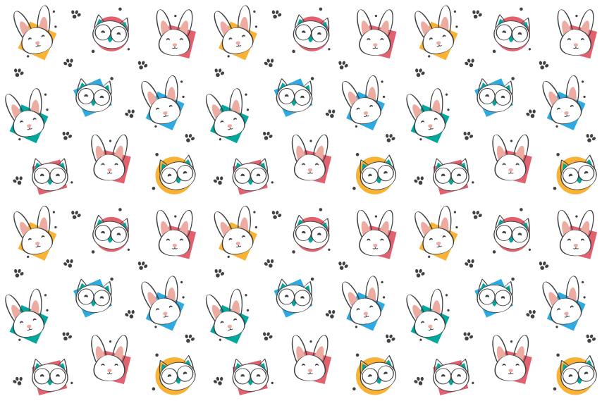 Alfombra vinílica de animales patrón búho y conejo - TenVinilo