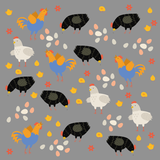 Alfombra vinílica de animales patrón gallinas en el corral - TenVinilo