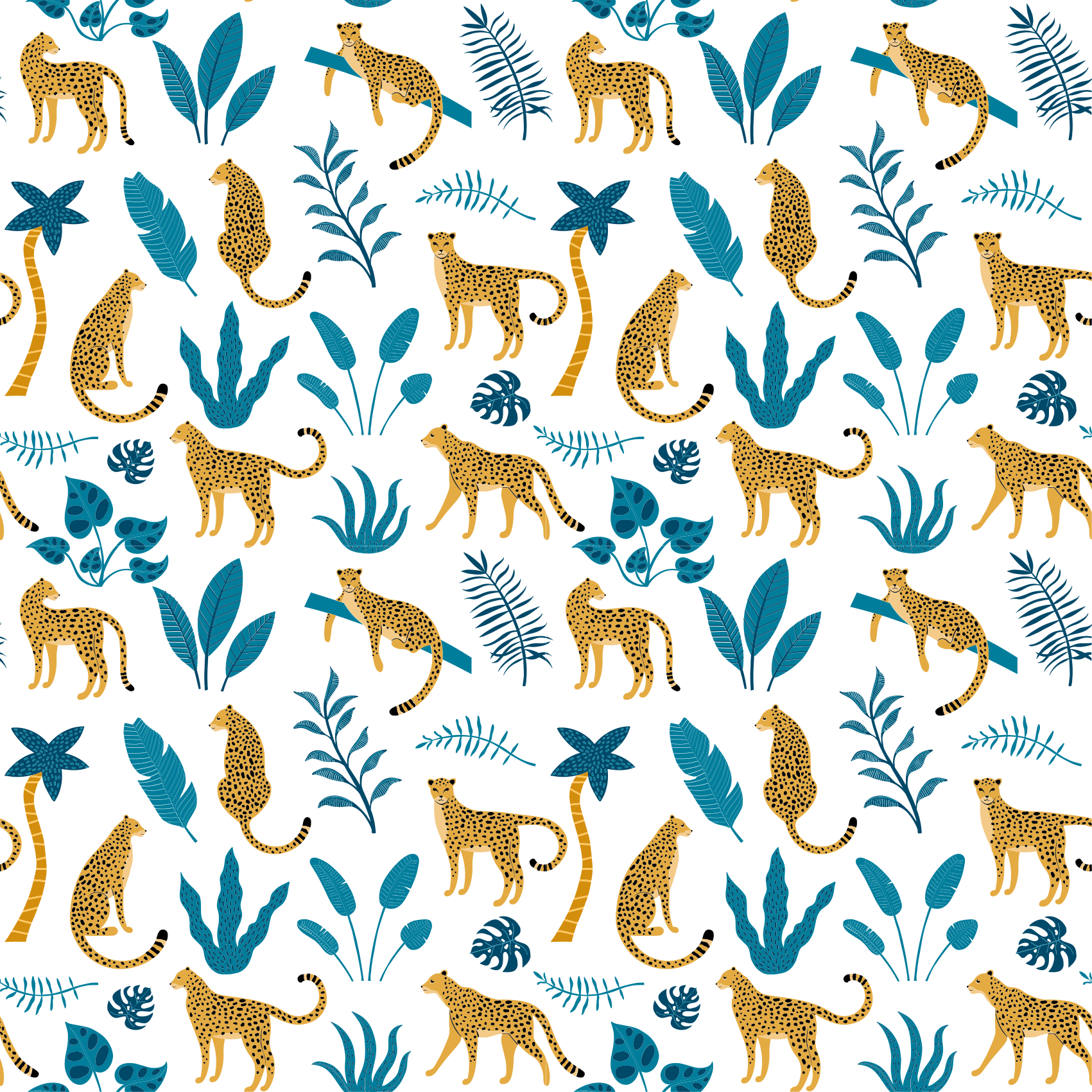 Alfombra vinílica de animales botánicos y leopardos - TenVinilo