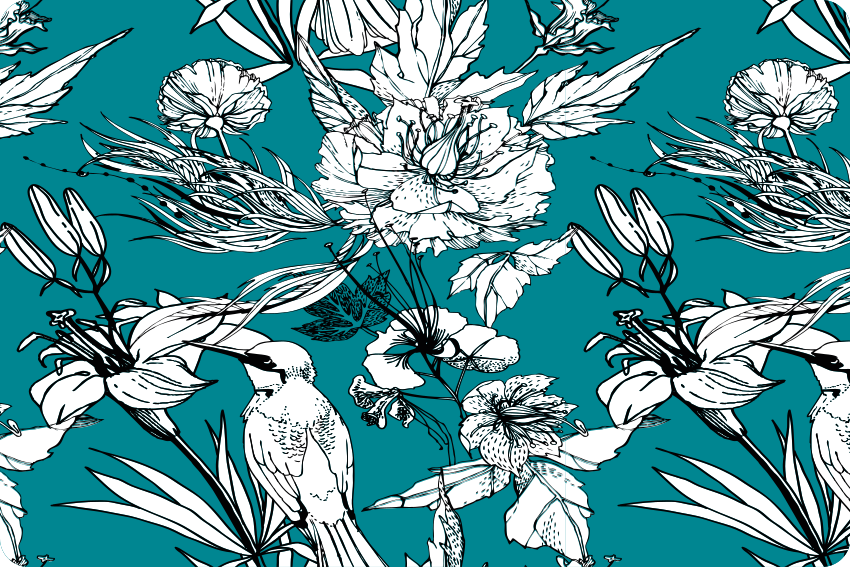 Alfombra vinílica de animales patrón elegante aves blancas - TenVinilo