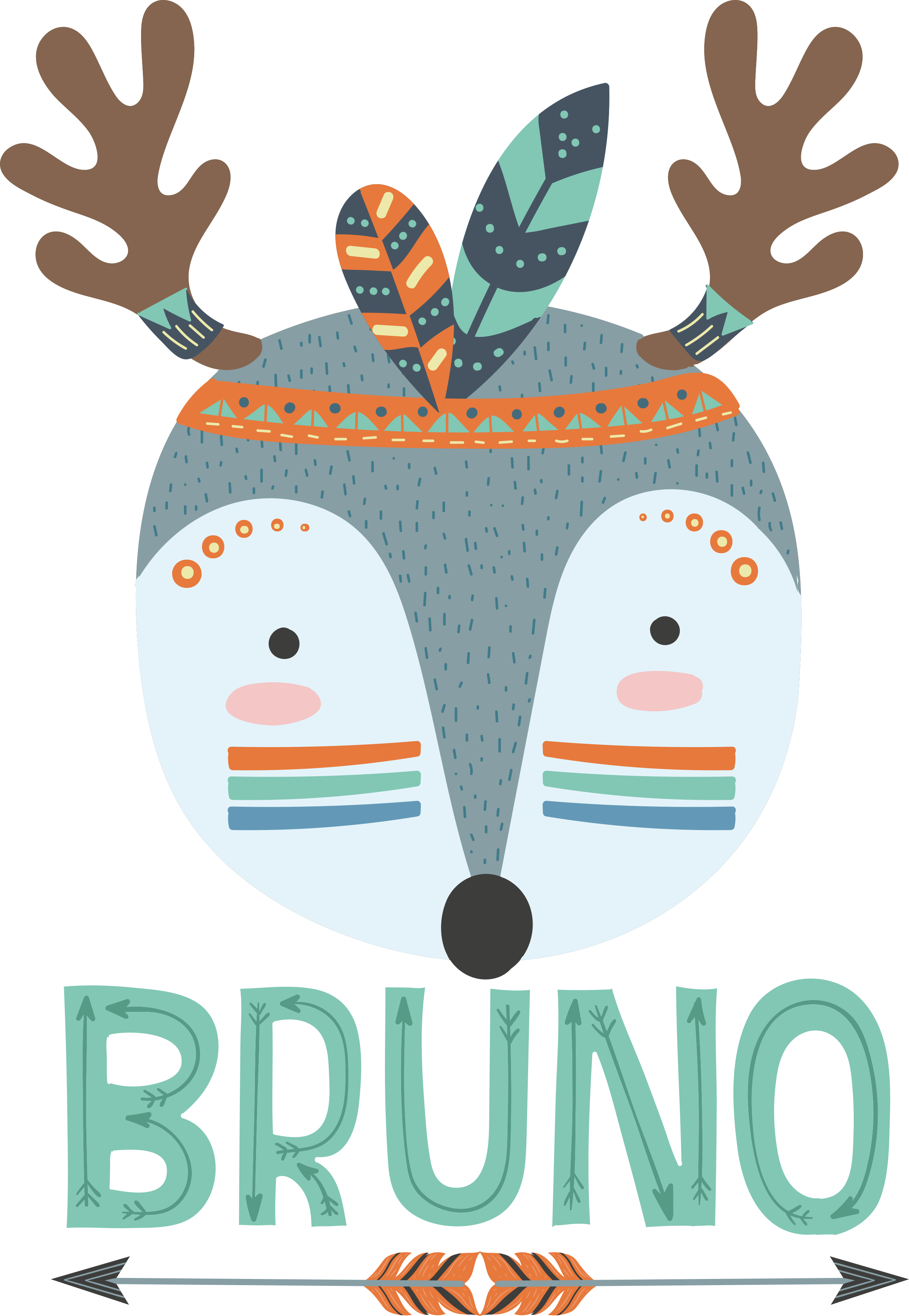 Alfombra vinílica de animales ciervo nórdico con nombre - TenVinilo