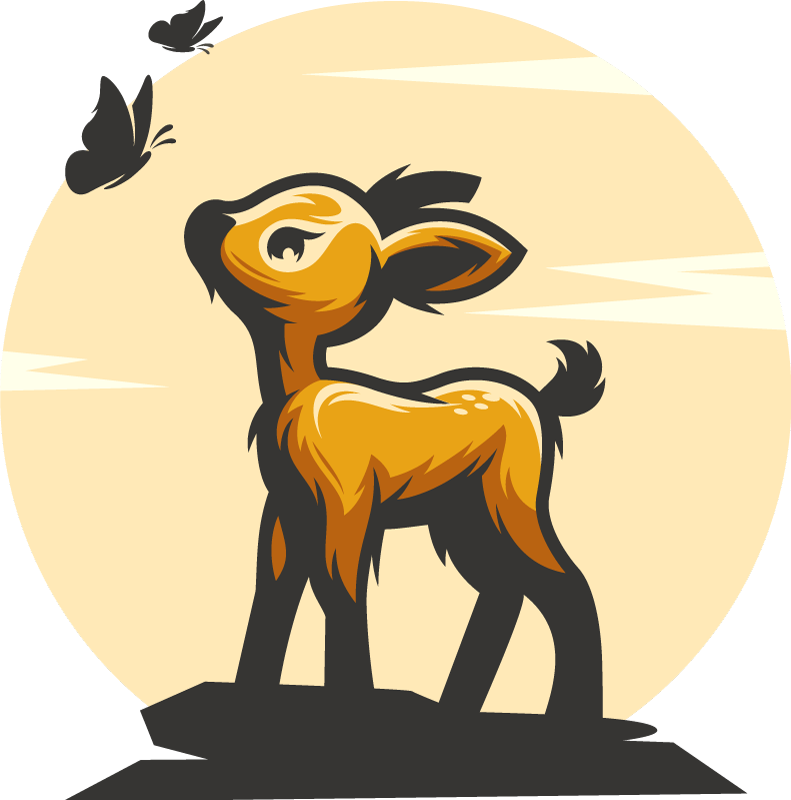 Alfombra vinílica de animales ciervo y mariposas - TenVinilo