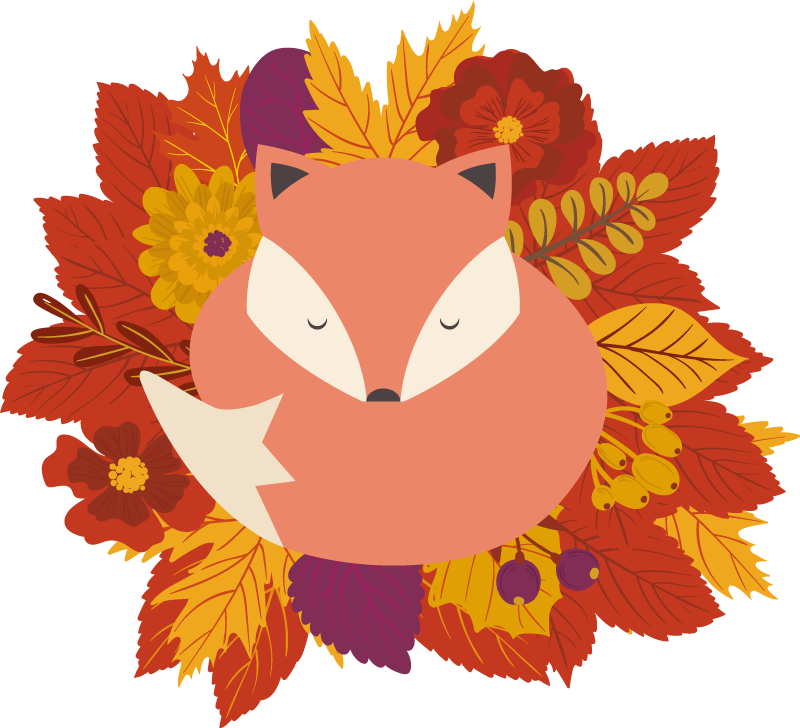 Alfombra vinílica de animales zorro con hojas - TenVinilo