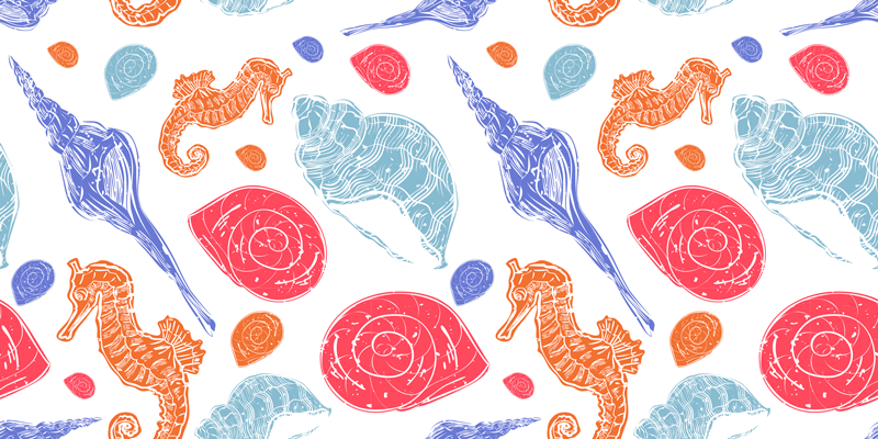 Alfombra vinílica de animales criaturas marinas coloridas - TenVinilo