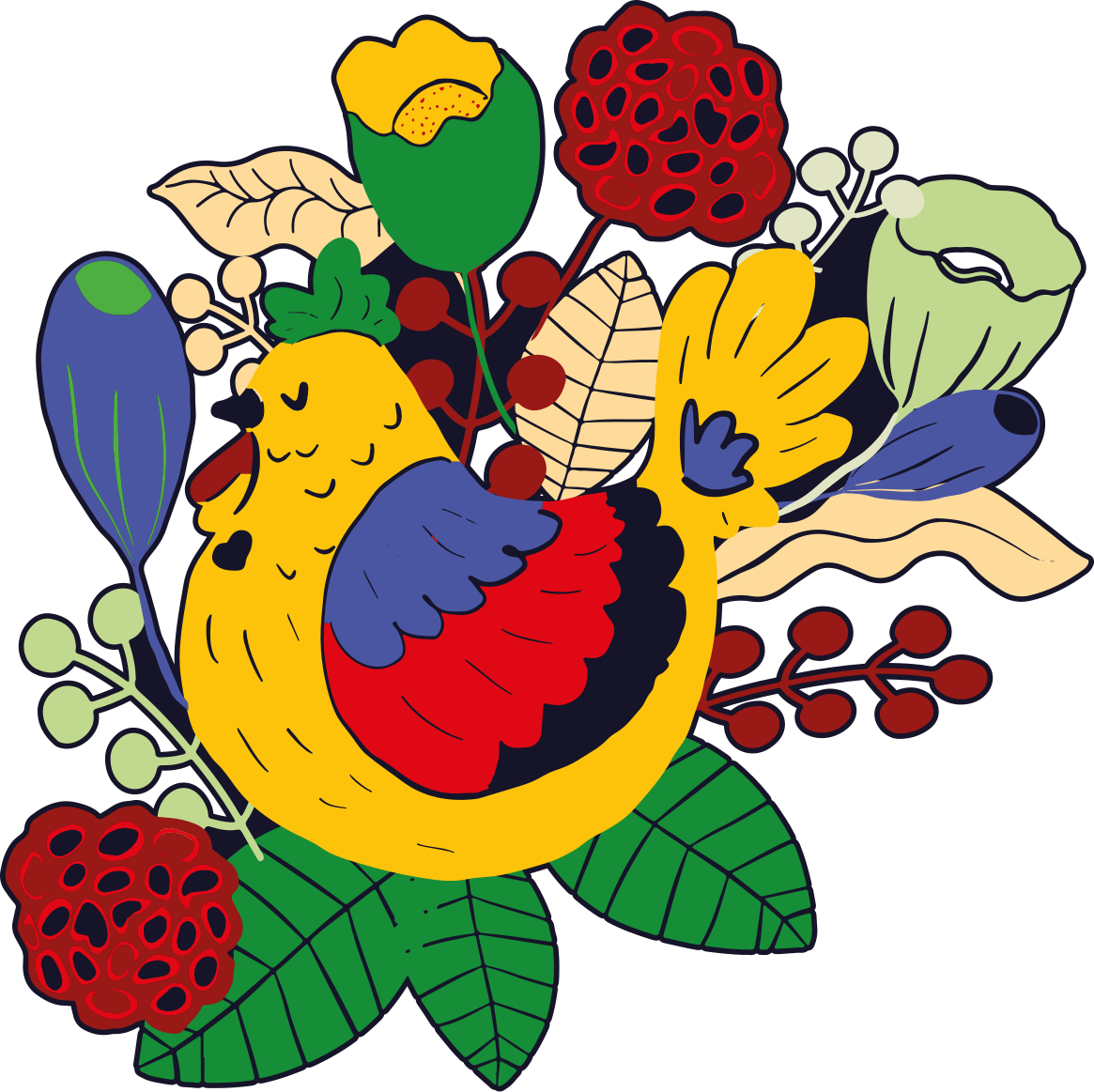 Alfombra vinílica de animales aves coloridas florales - TenVinilo