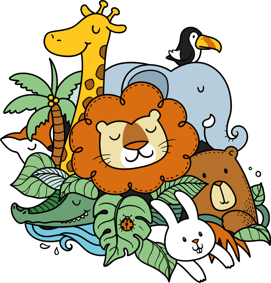 Alfombra vinílica de animales escena de animales juguetones - TenVinilo