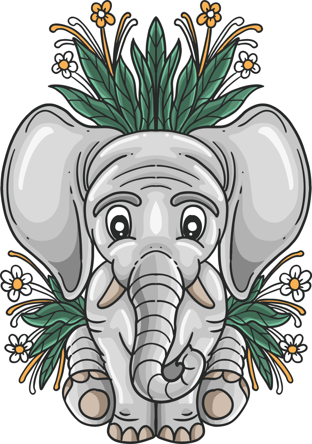 Alfombra vinílica de animales ilustración de elefante lindo - TenVinilo