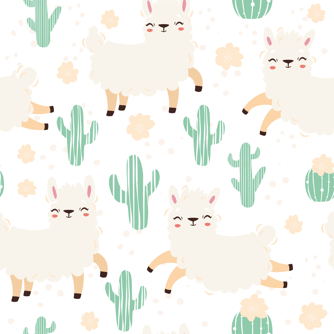 Alfombra vinílica de animales llamas y cactus - TenVinilo