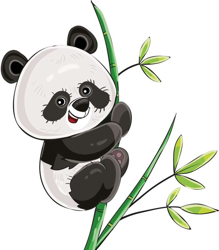 Alfombra vinílica de animales panda trepando bambú - TenVinilo