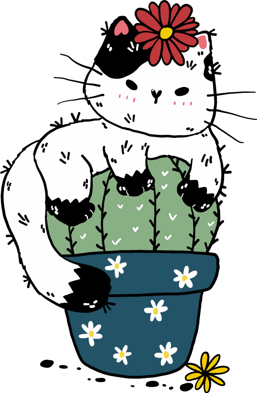 Alfombra vinílica de animales gato cactus juguetón - TenVinilo