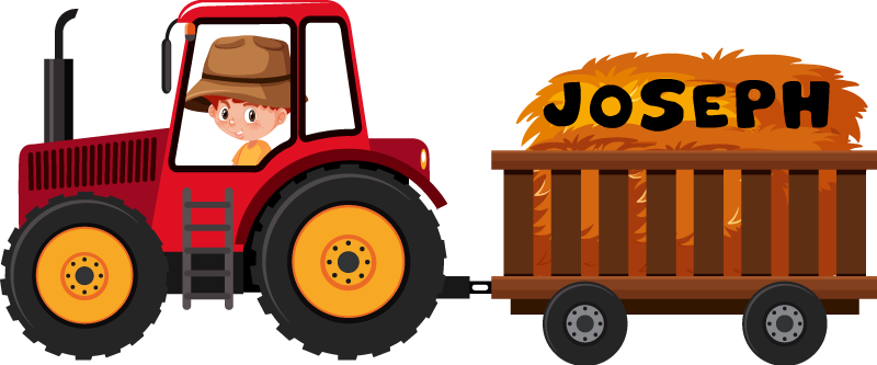 Alfombra vinílica de animales tractor con heno - TenVinilo