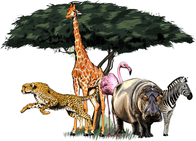 Alfombra vinílica de animales safari de la familia jirafa - TenVinilo