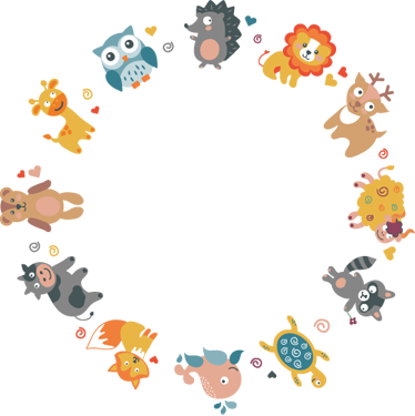 Alfombra vinílica de animales bebés en círculo - TenVinilo