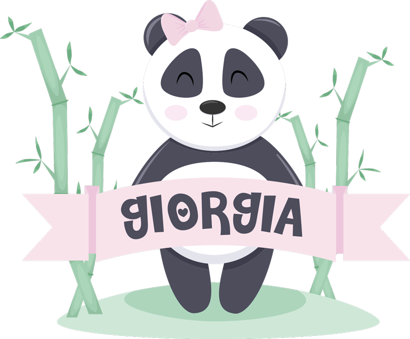 Alfombra vinílica de animales panda bebé con nombre - TenVinilo