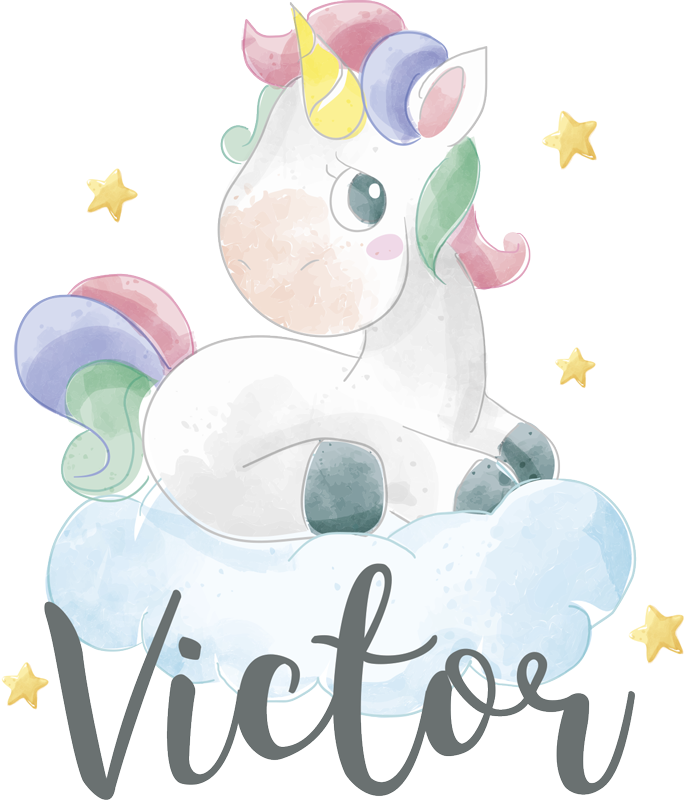 Alfombra vinílica de animales unicornio acuarela nubes - TenVinilo