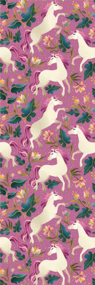 Alfombra vinílica de animales diseño floral de caballo - TenVinilo