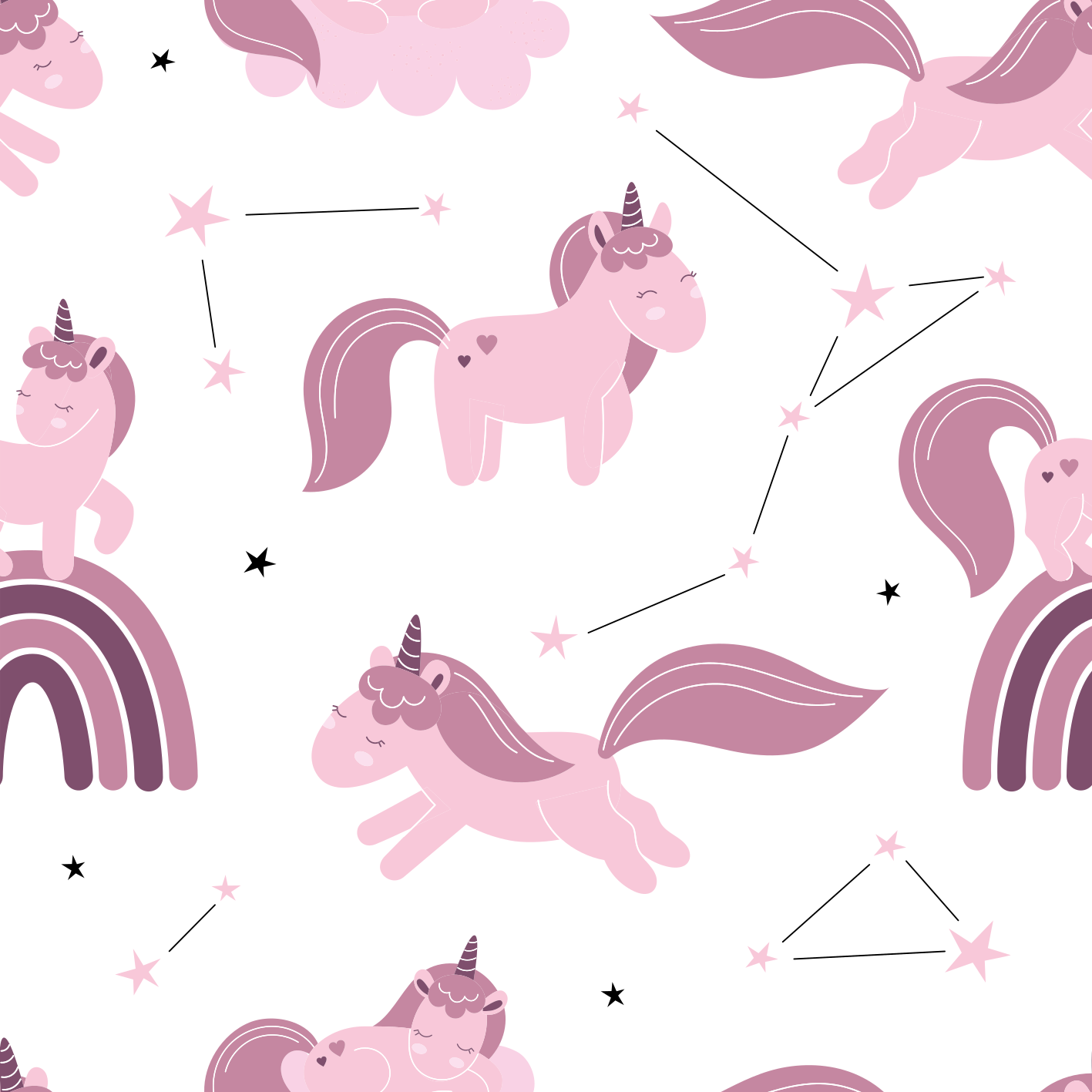 Alfombra vinílica de animales unicornios y constelaciones - TenVinilo
