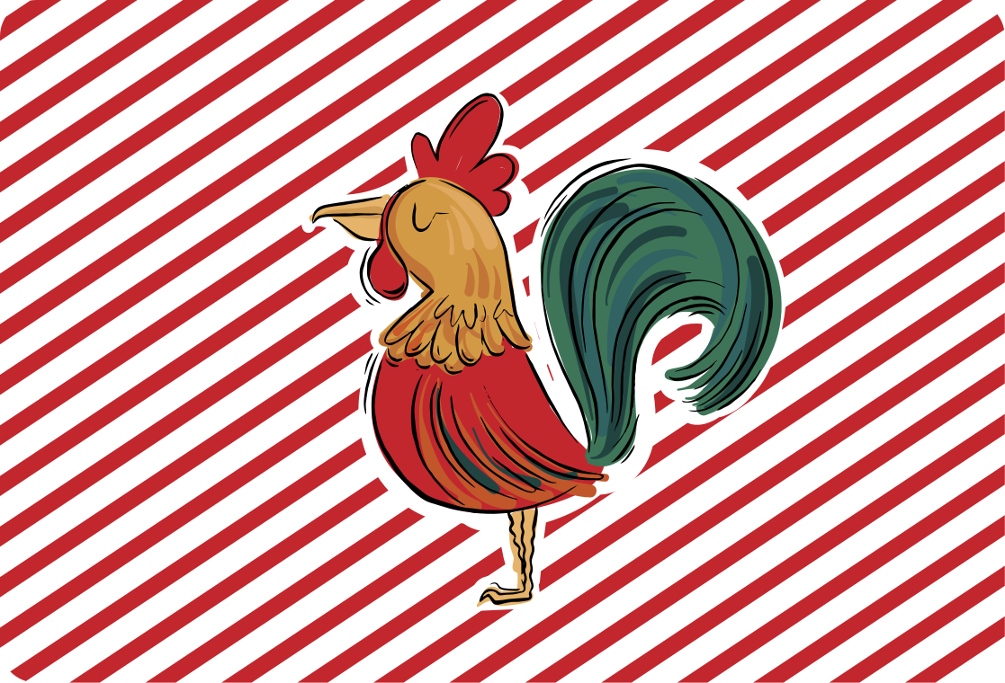 Alfombra vinílica de animales diseño gallo de colores - TenVinilo