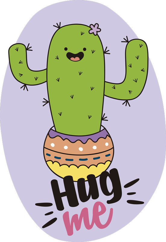 Alfombra vinílica de animales cactus abrazando alegría - TenVinilo