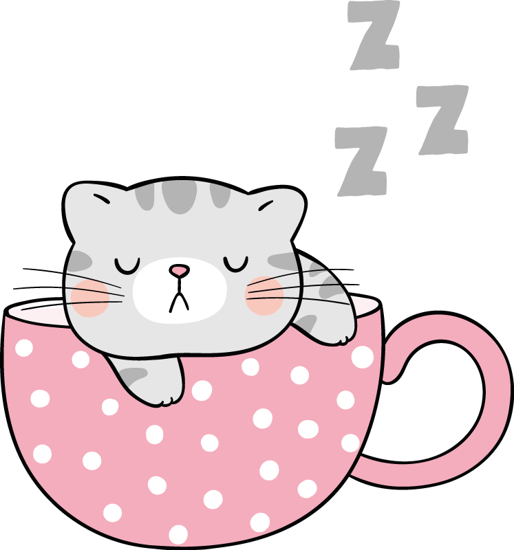 Alfombra vinílica de animales taza de gato durmiendo - TenVinilo