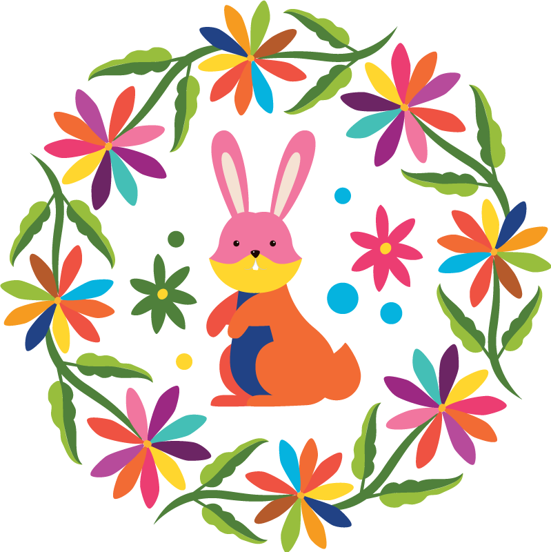 Alfombra vinílica de animales diseño conejo colorido - TenVinilo