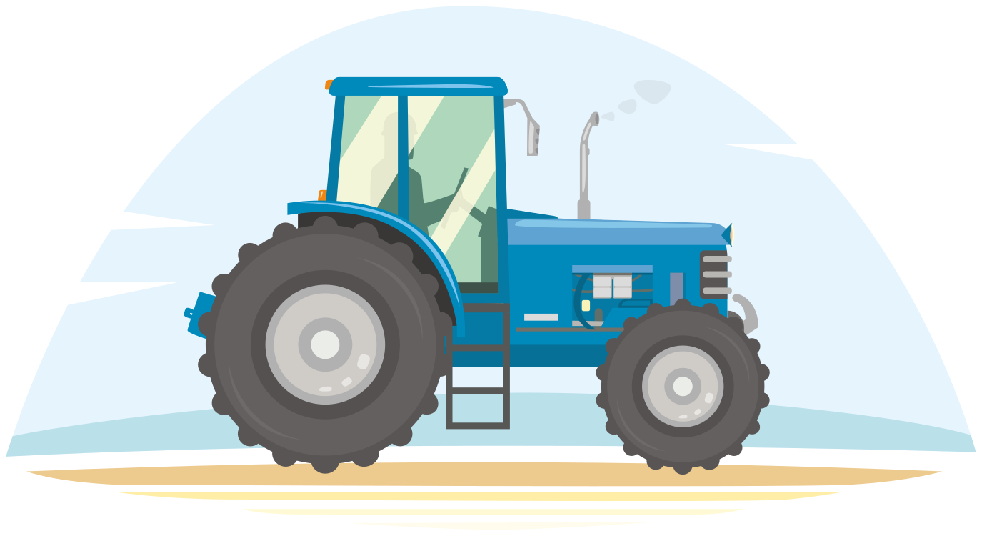 Alfombra vinílica de animales ilustración de tractor azul - TenVinilo