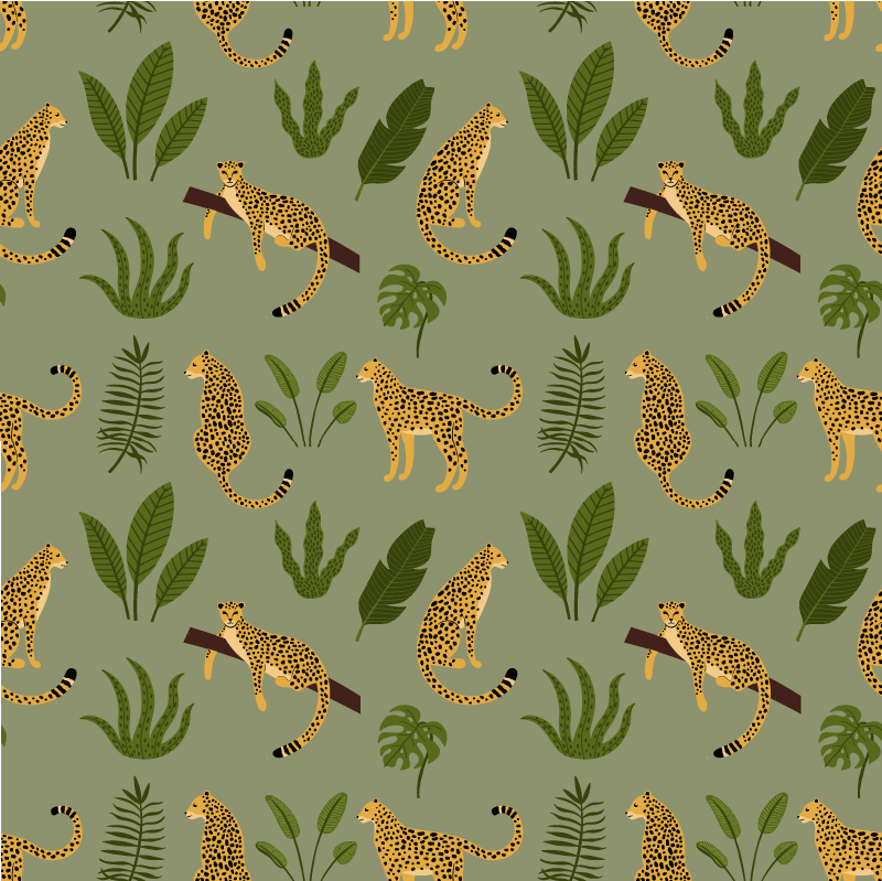 Alfombra vinílica de animales selva con leopardo - TenVinilo