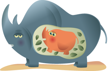 Alfombra vinílica de animales madre rinoceronte embarazada - TenVinilo