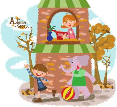 Alfombra vinílica de animales elefante y niños jugando - TenVinilo