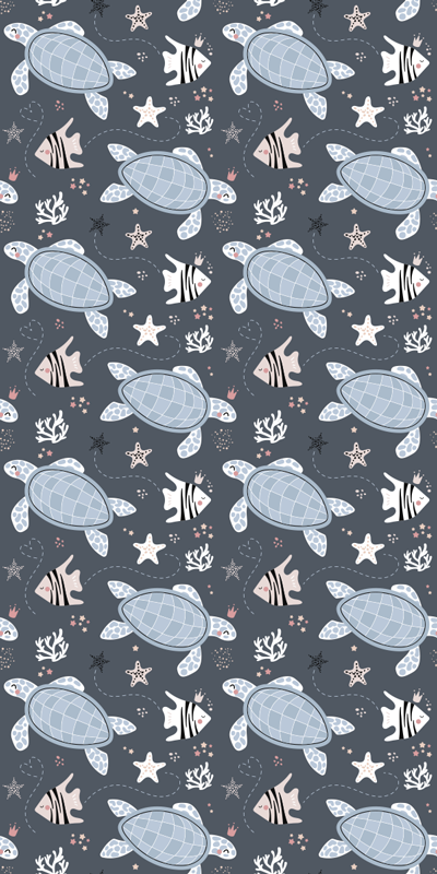 Alfombra vinílica de animales tortugas y peces marinos - TenVinilo