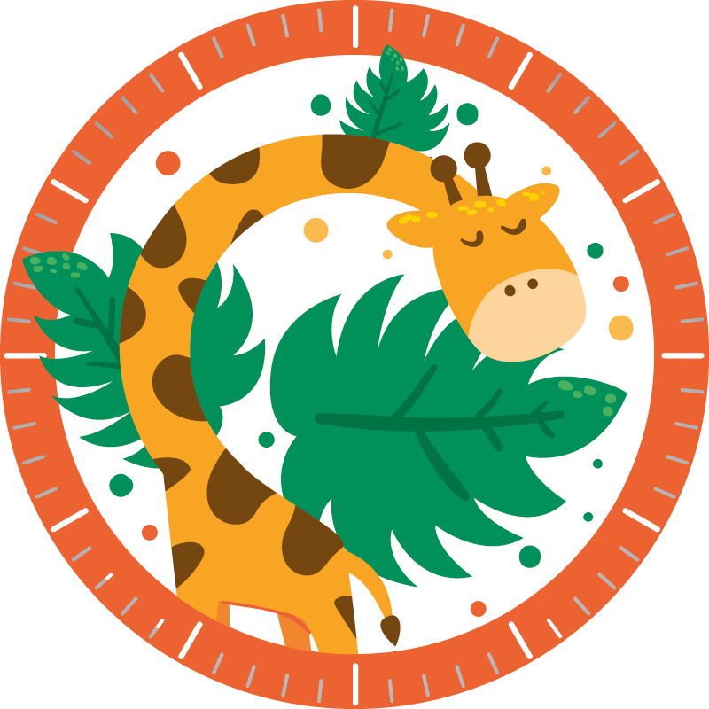 Alfombra vinílica de animales reloj infantil jirafa - TenVinilo