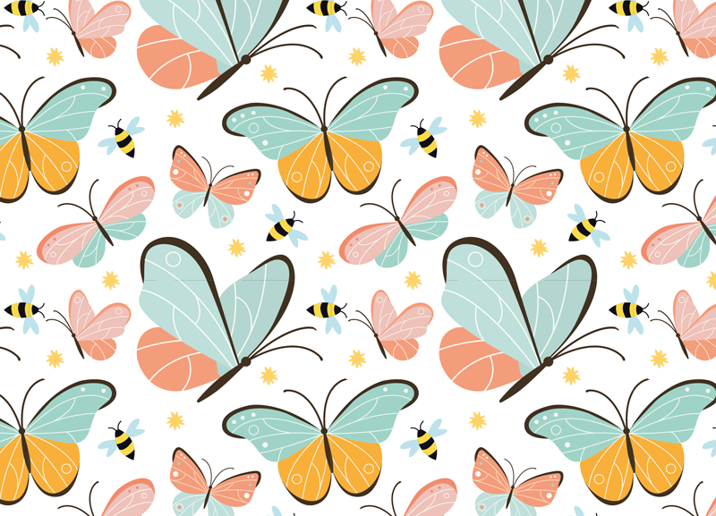 Alfombra vinílica de animales mariposas y abejas - TenVinilo
