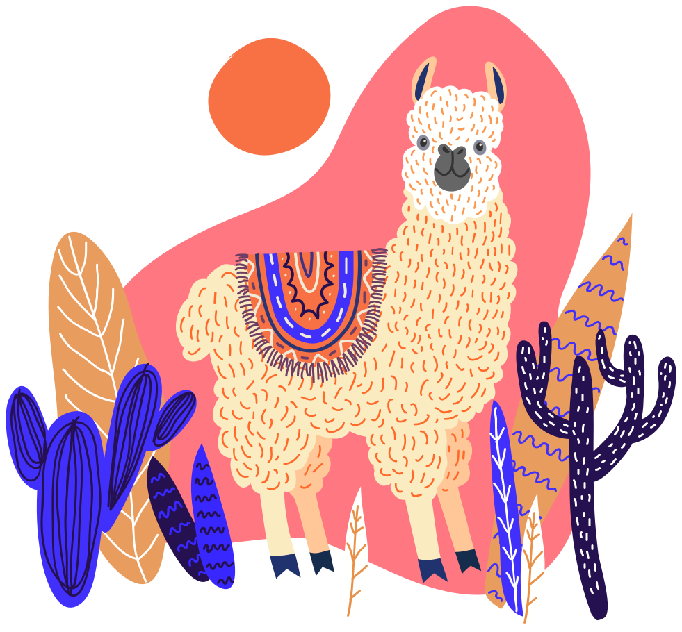 Alfombra vinílica de animales llama peruana y cactus - TenVinilo
