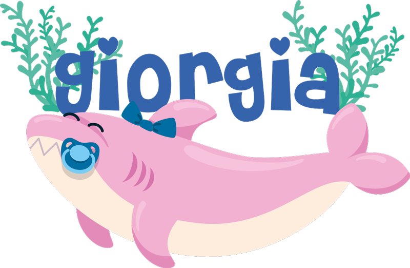 Alfombra vinílica de animales tiburón bebé con nombre niña - TenVinilo