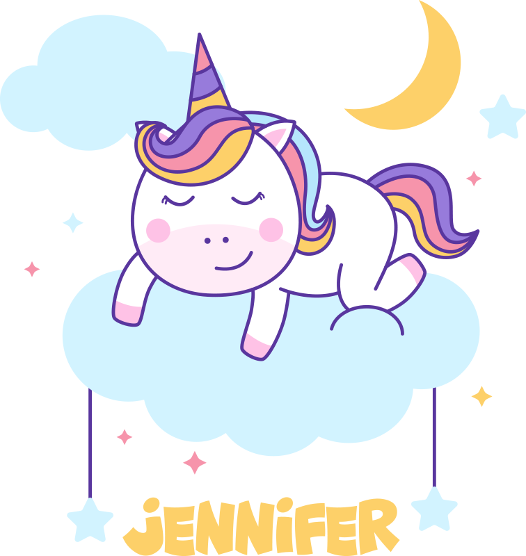 Alfombra vinílica de animales unicornio durmiendo arcoíris - TenVinilo