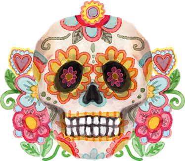 Alfombra vinílica halloween calavera floral acuarela - TenVinilo