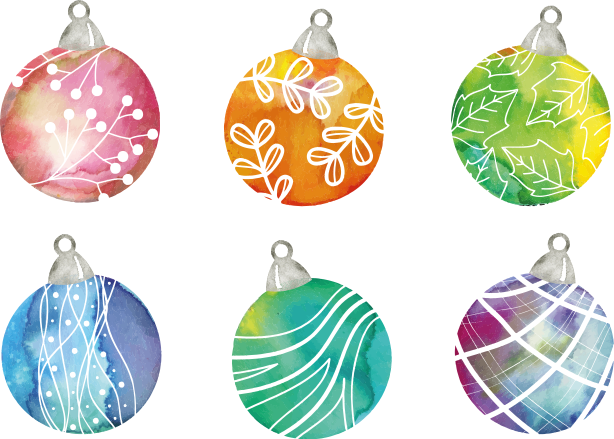 Alfombra vinílica navidad adornos de bolas acuareladas - TenVinilo