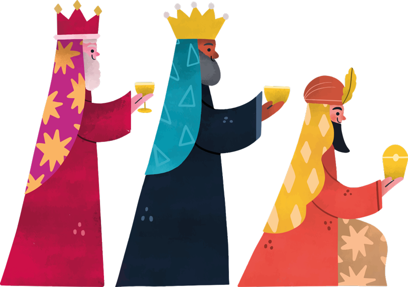 Alfombra vinílica navidad reyes magos acuarela - TenVinilo