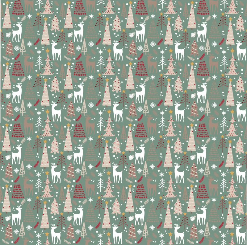 Alfombra vinílica navidad patrón bosque de navidad - TenVinilo