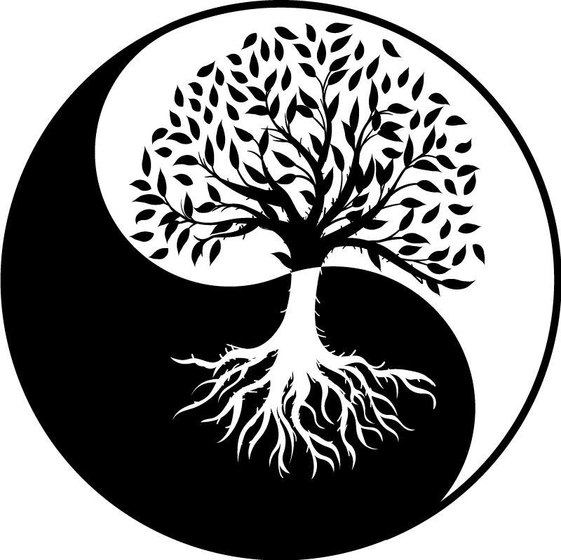 Alfombra vinílica flores Árbol de la vida yin yang - TenVinilo