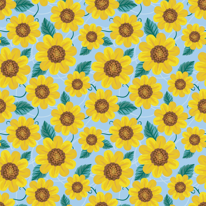 Alfombra vinílica flores motivos de girasol - TenVinilo