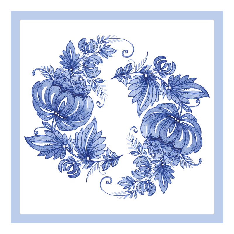 Alfombra vinílica flores diseño floral azul - TenVinilo