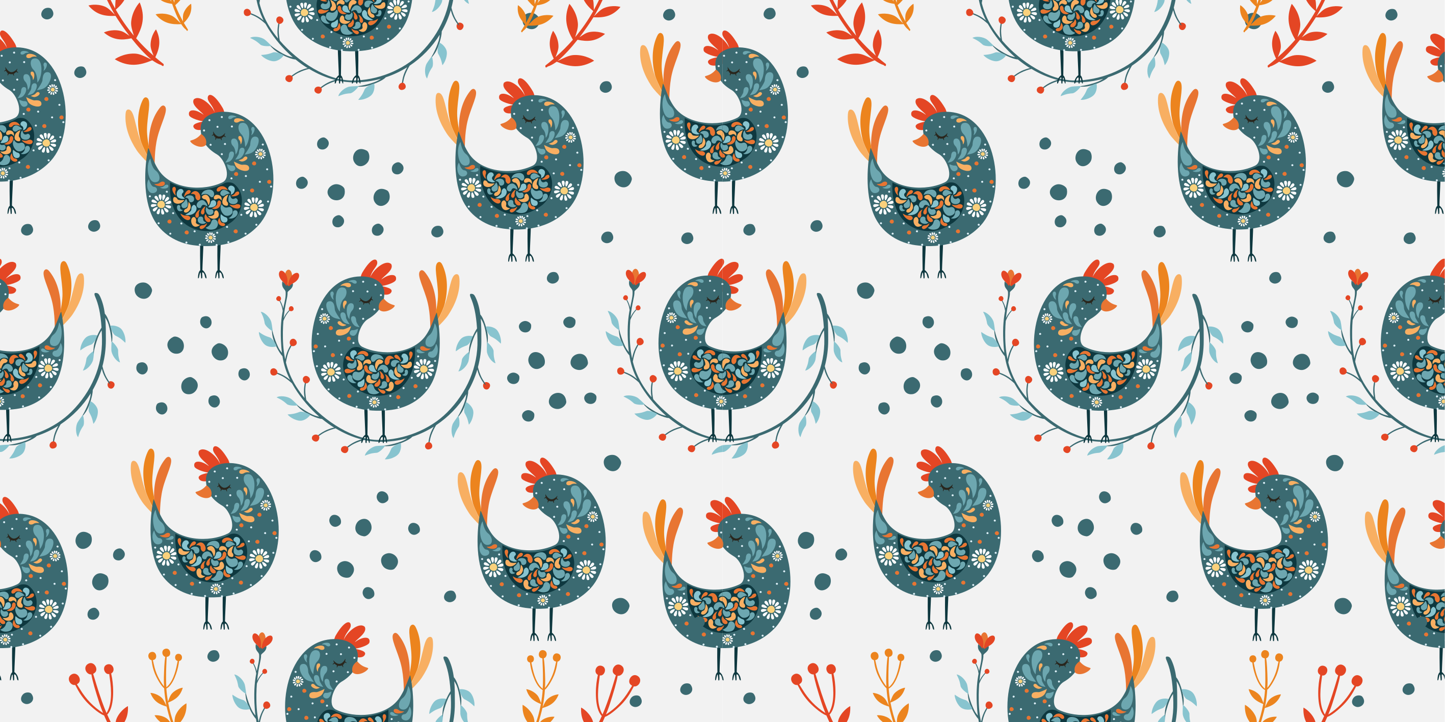 Alfombra vinílica flores gallinas y flores - TenVinilo