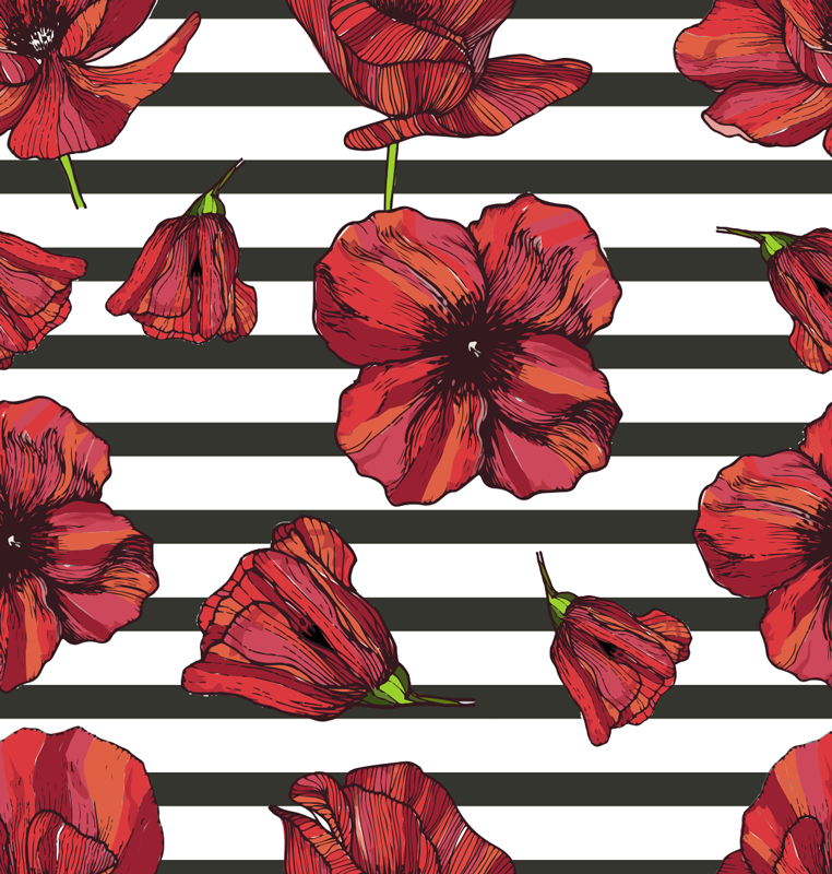 Alfombra vinílica flores plantas de amapola polaca - TenVinilo