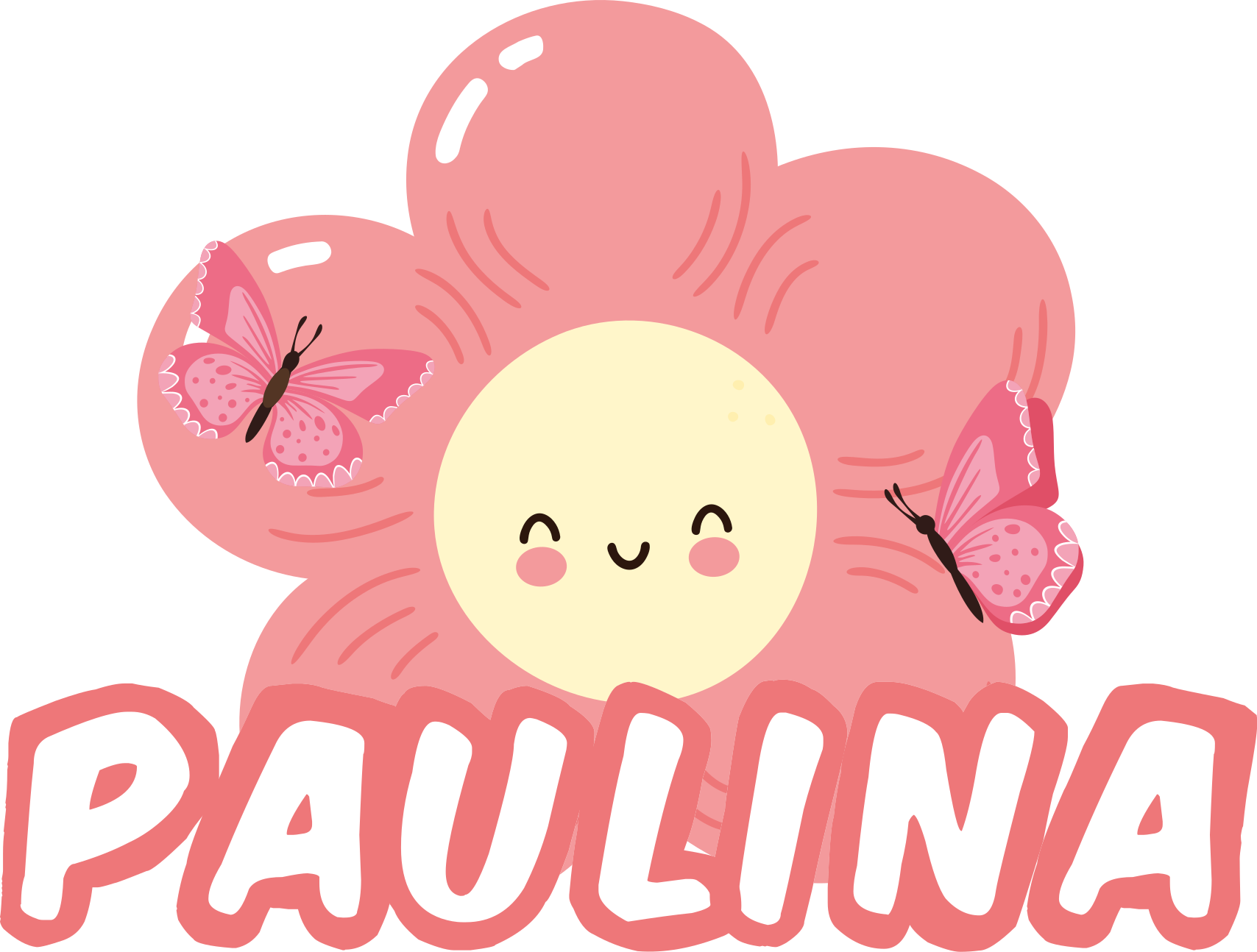 Alfombra vinílica flores mariposa y nombre - TenVinilo