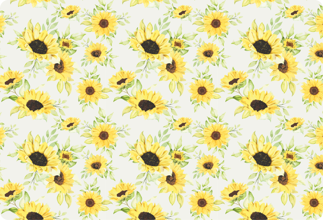 Alfombra vinílica flores patrón de girasoles acuarela - TenVinilo